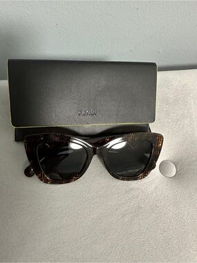 Fendi Cat-Eye Sunglasses in Tortoise Brown with FF Logo